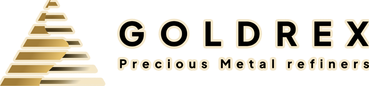 GOLDREX refining transparent logo with black font and glow.