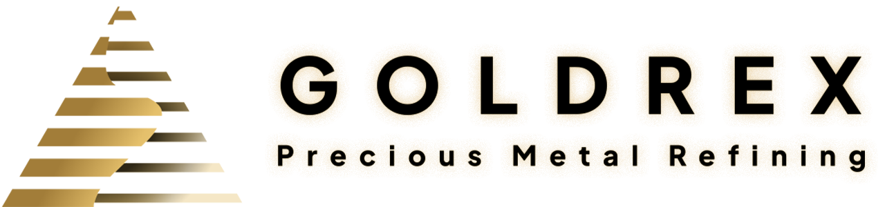 GOLDREX refining transparent logo with black font and glow.